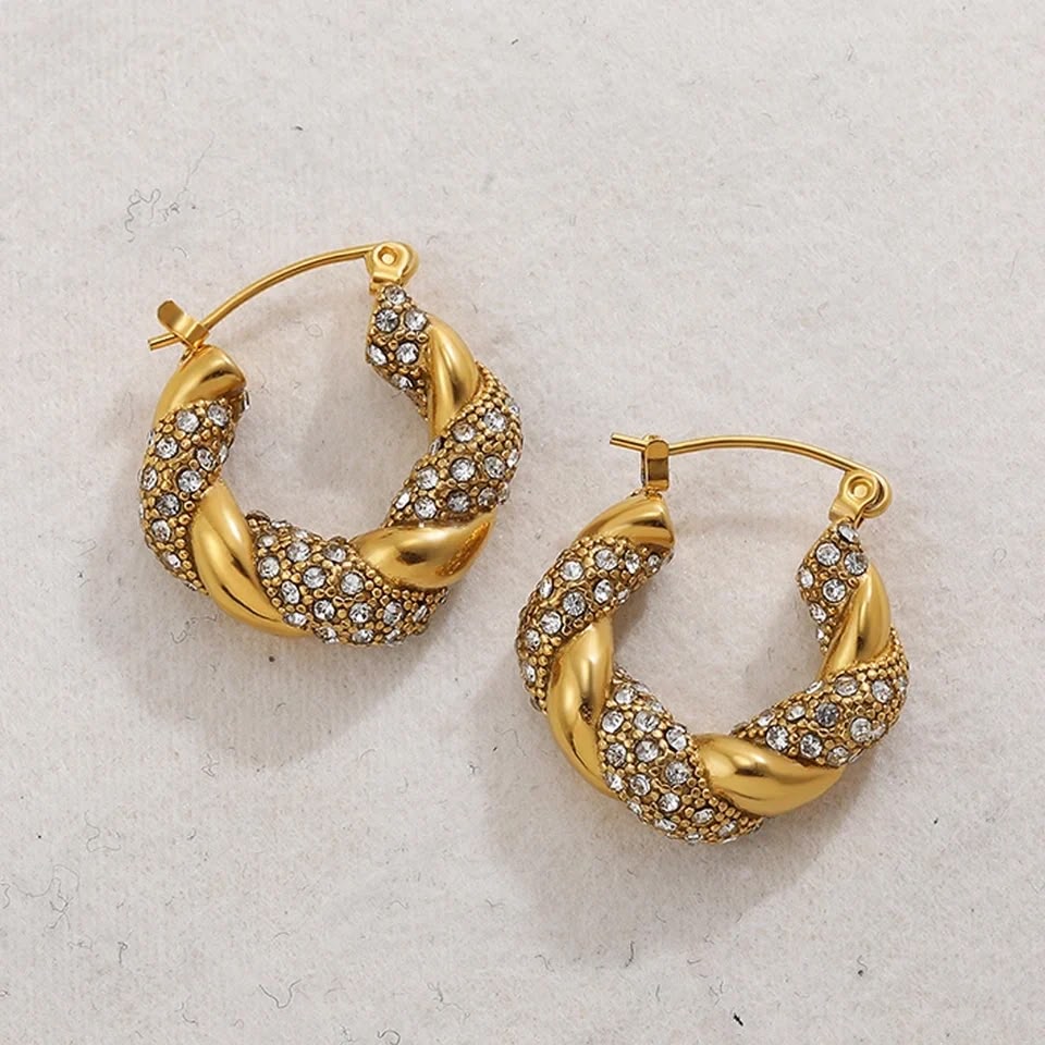 Twisted Crystal Luxe Hoops