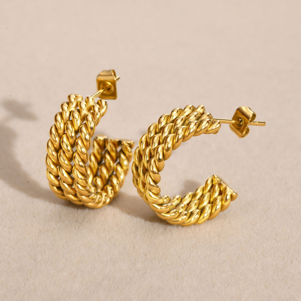 Triple Twisted Hoops Earrings - Zavyra Jewels