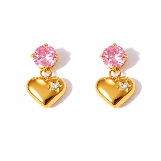 Darling Pink Heart Earrings - Zavyra Jewels