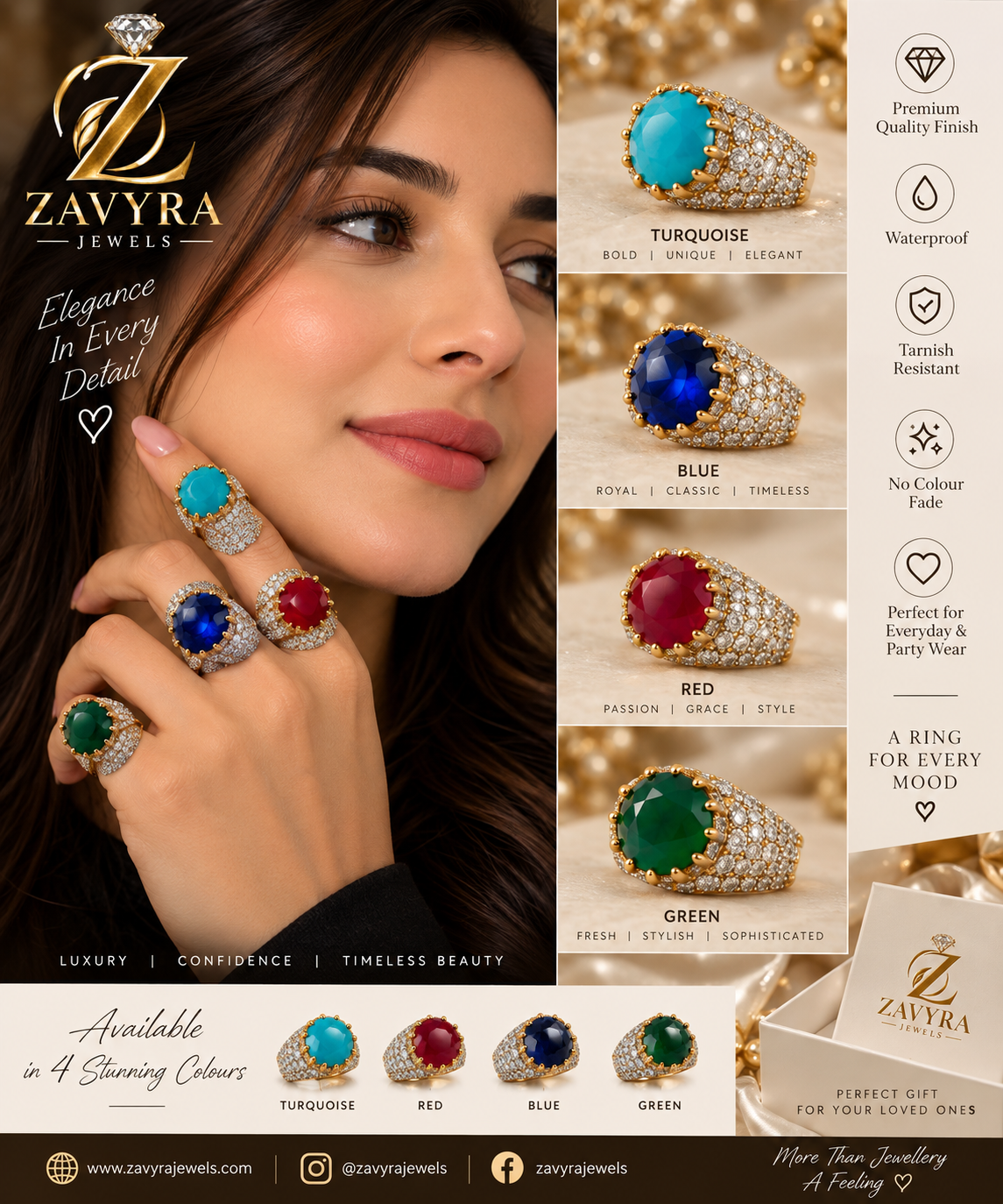 Royal Gemstone Pavé Ring