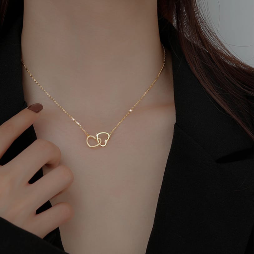 Interlocking Hearts Necklace - Zavyra Jewels