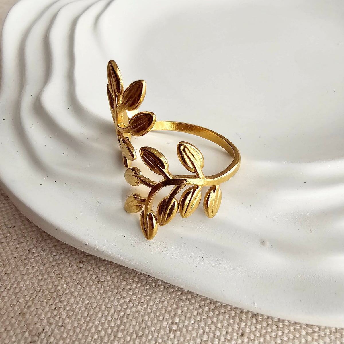 Open Leaf Adjustable Ring - Zavyra Jewels (4)