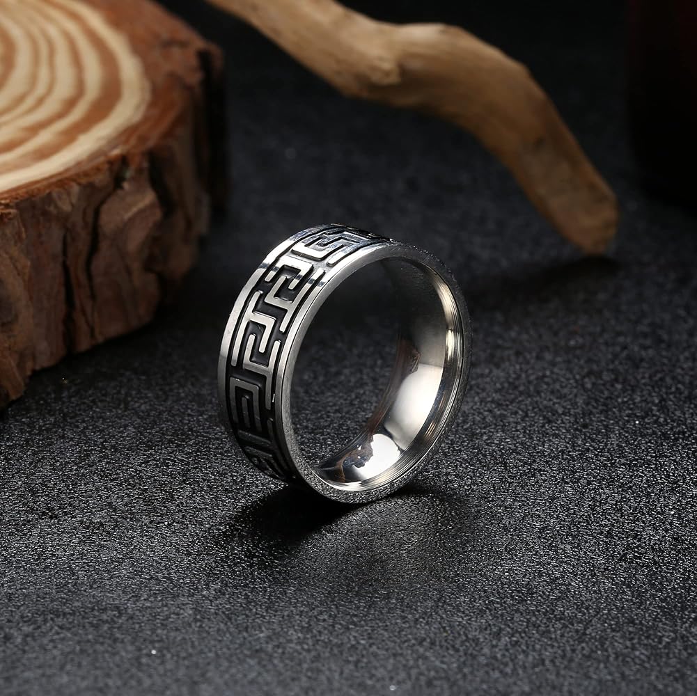 Greek Key Ring - Zavyra Jewels