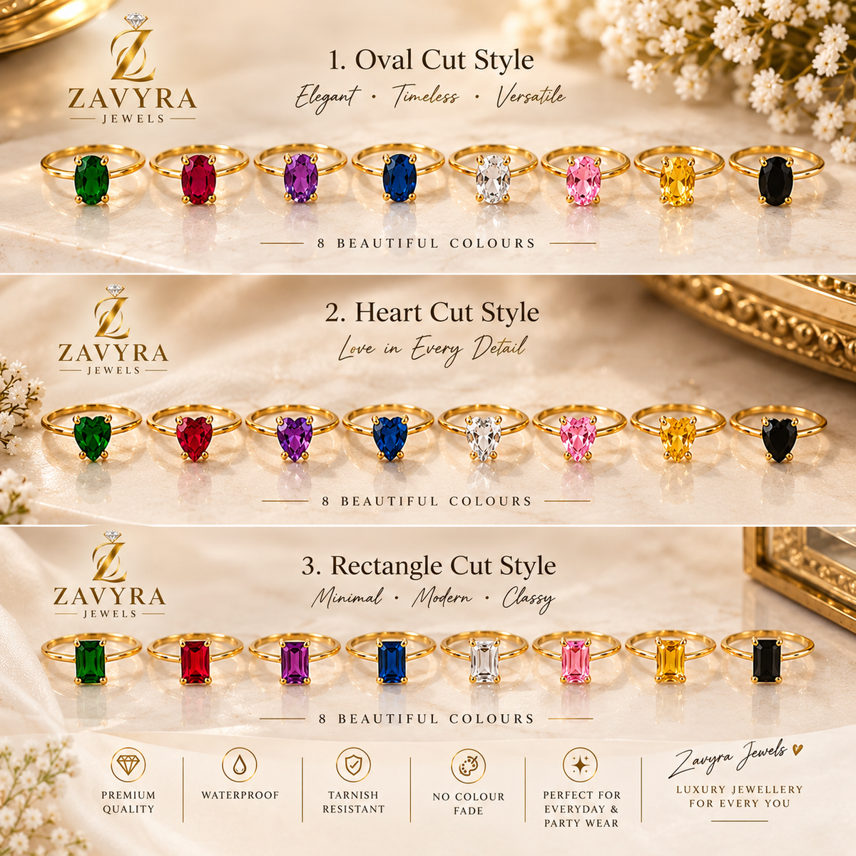 Premium Gemstone Ring - Zavyra Jewels