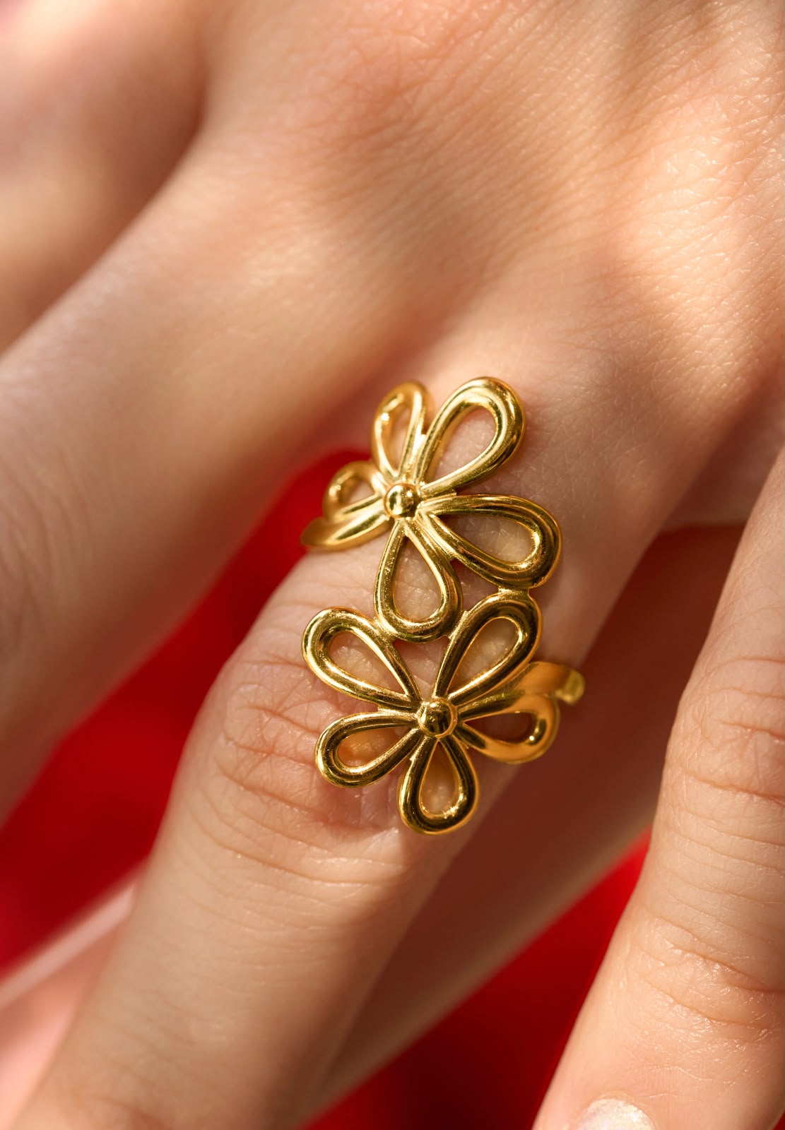 Double Bloom Floral Ring