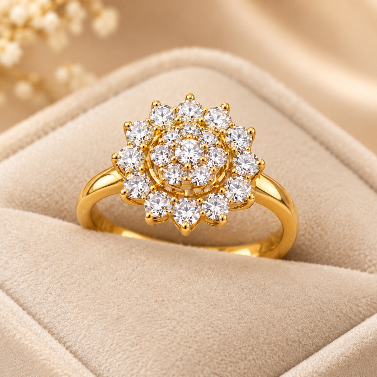 Rosette Cluster Ring Pendant Set - Zavyra Jewels