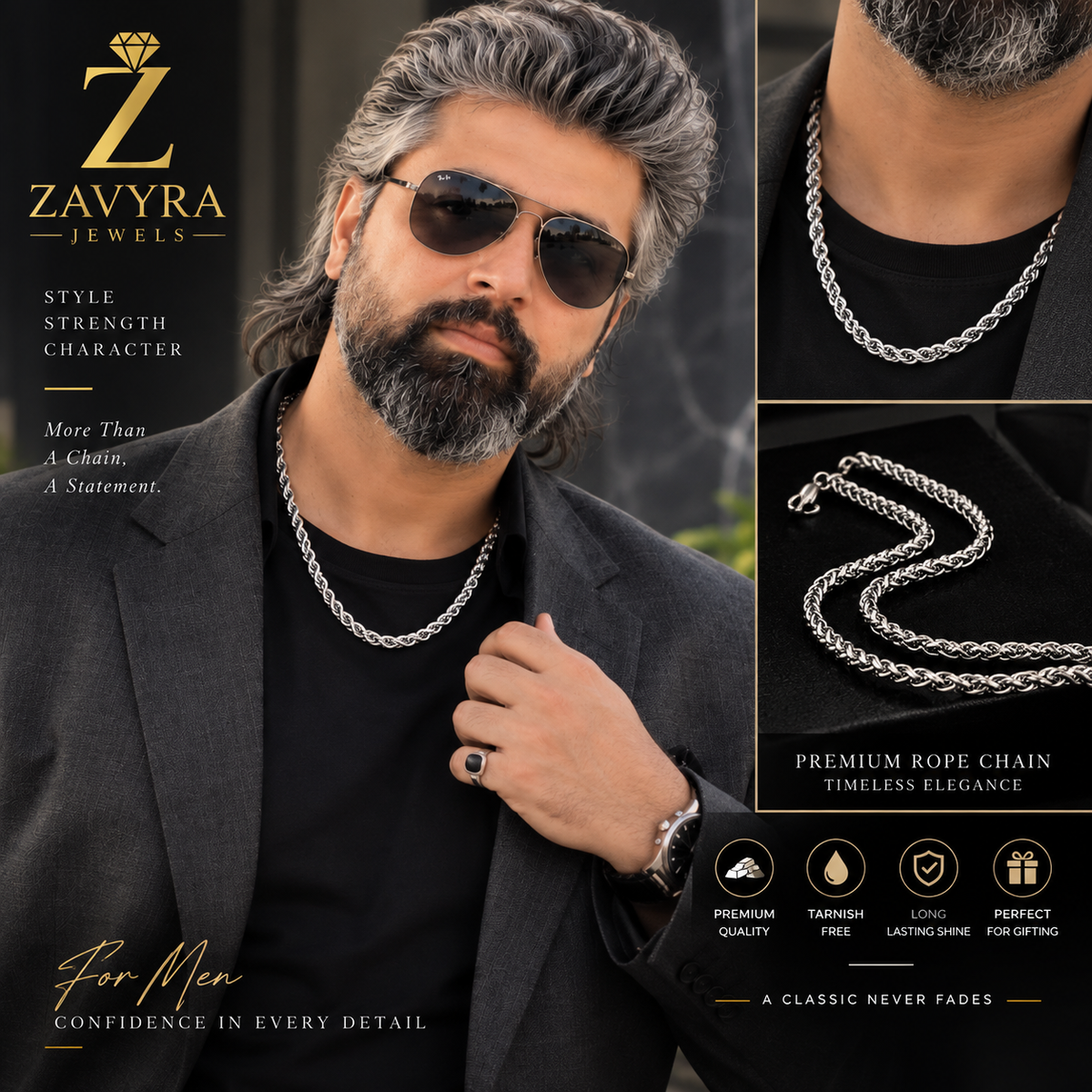 Royal Braided Rope Chain - Zavyra Jewels