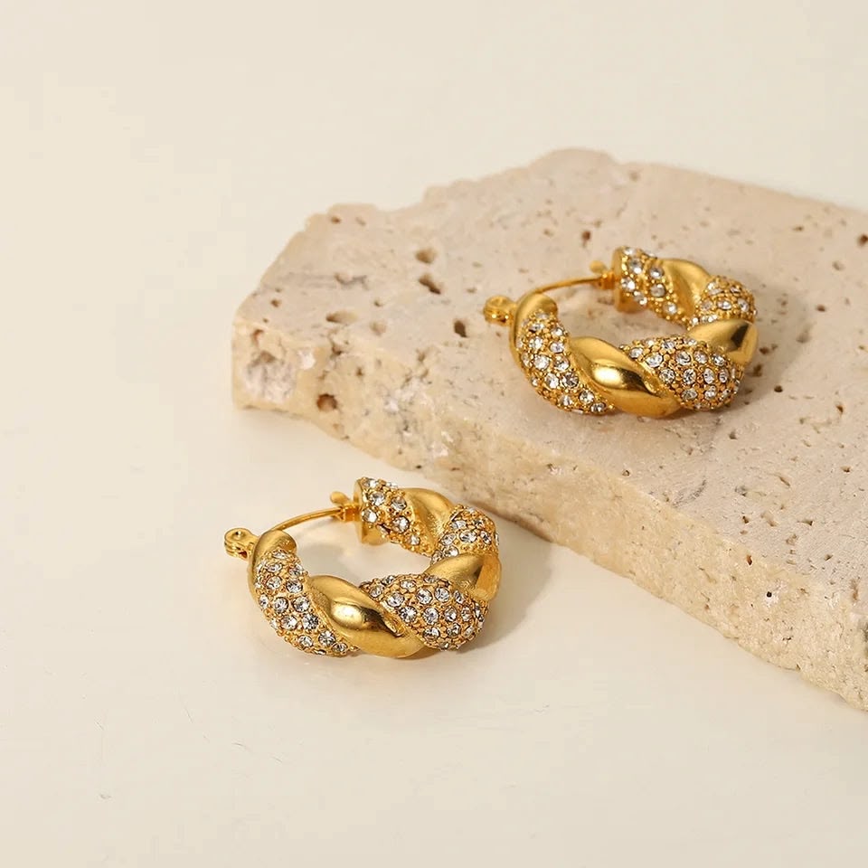 Twisted Crystal Luxe Hoops