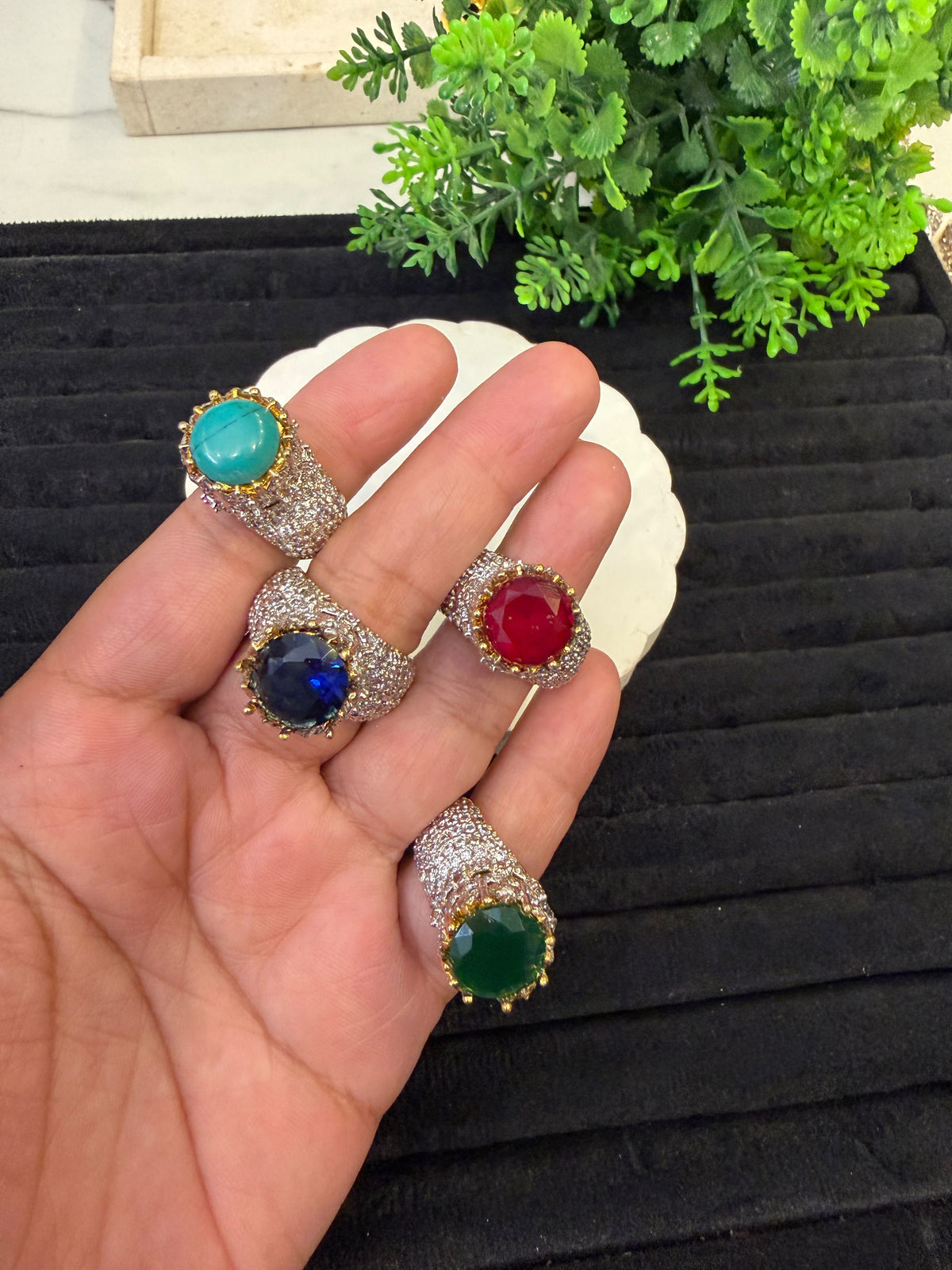 Royal Gemstone Pavé Ring