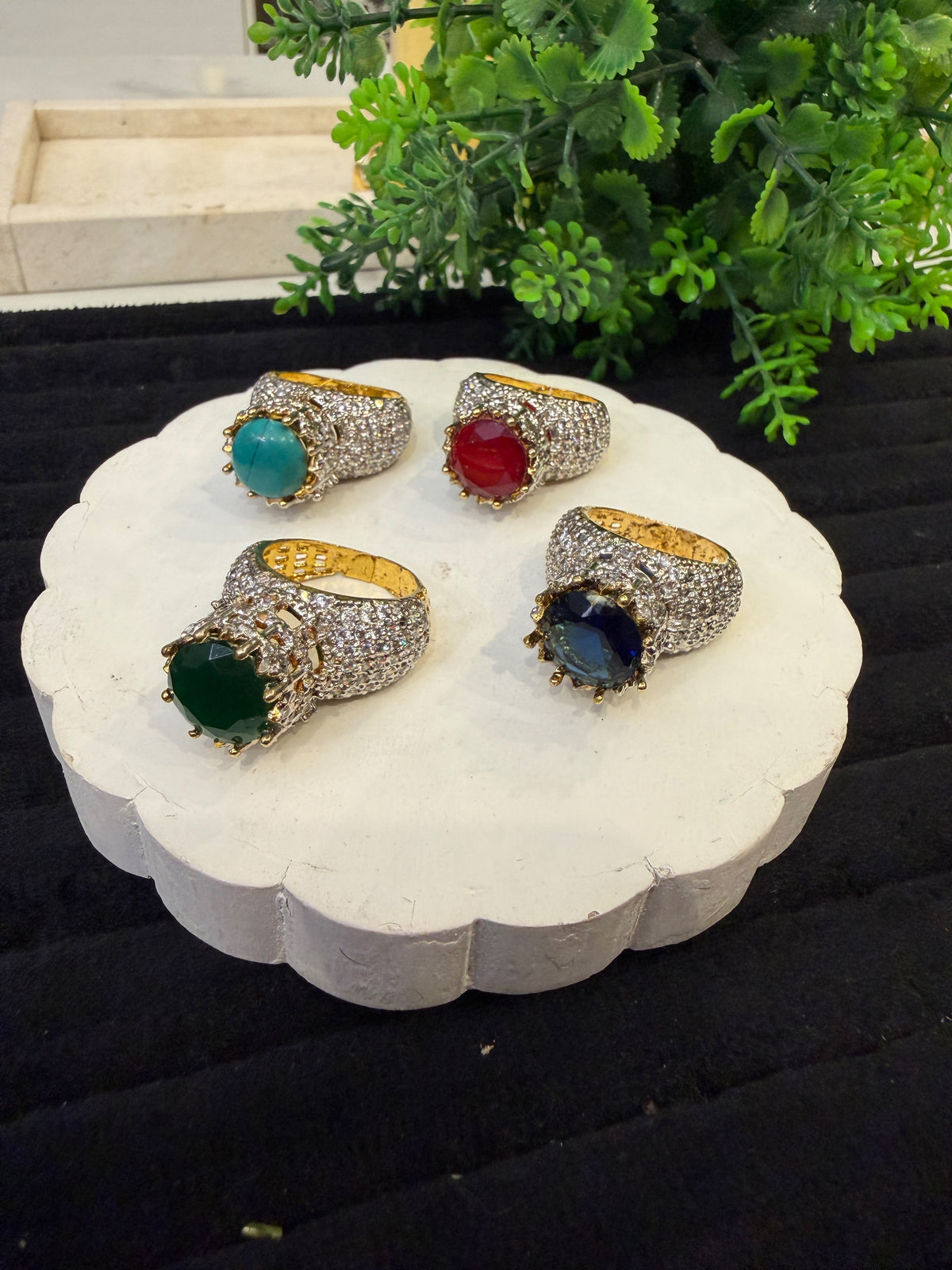 Royal Gemstone Pavé Ring