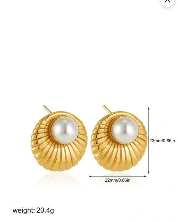 Pearl Shell Stud Earrings - Zavyra Jewels
