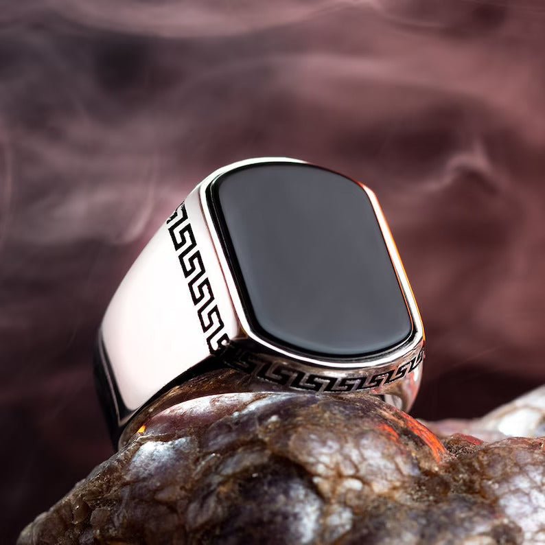 Black Stone 925 Silver Ring - Zavyra Jewels