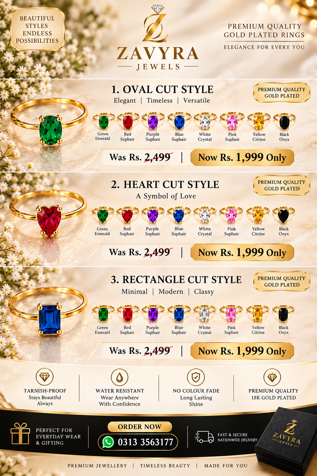 Premium Gemstone Ring - Zavyra Jewels