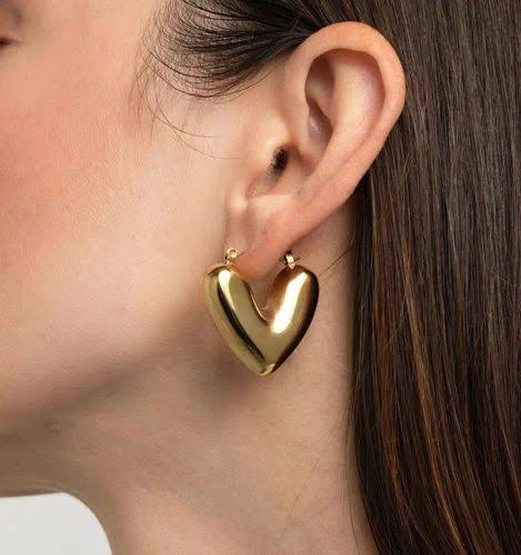Golden Heart Earrings - Zavyra Jewels (5)