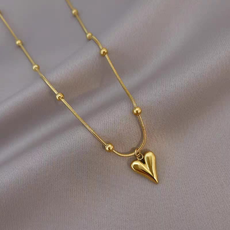 Golden Heart Beaded Necklace - Zavyra Jewels