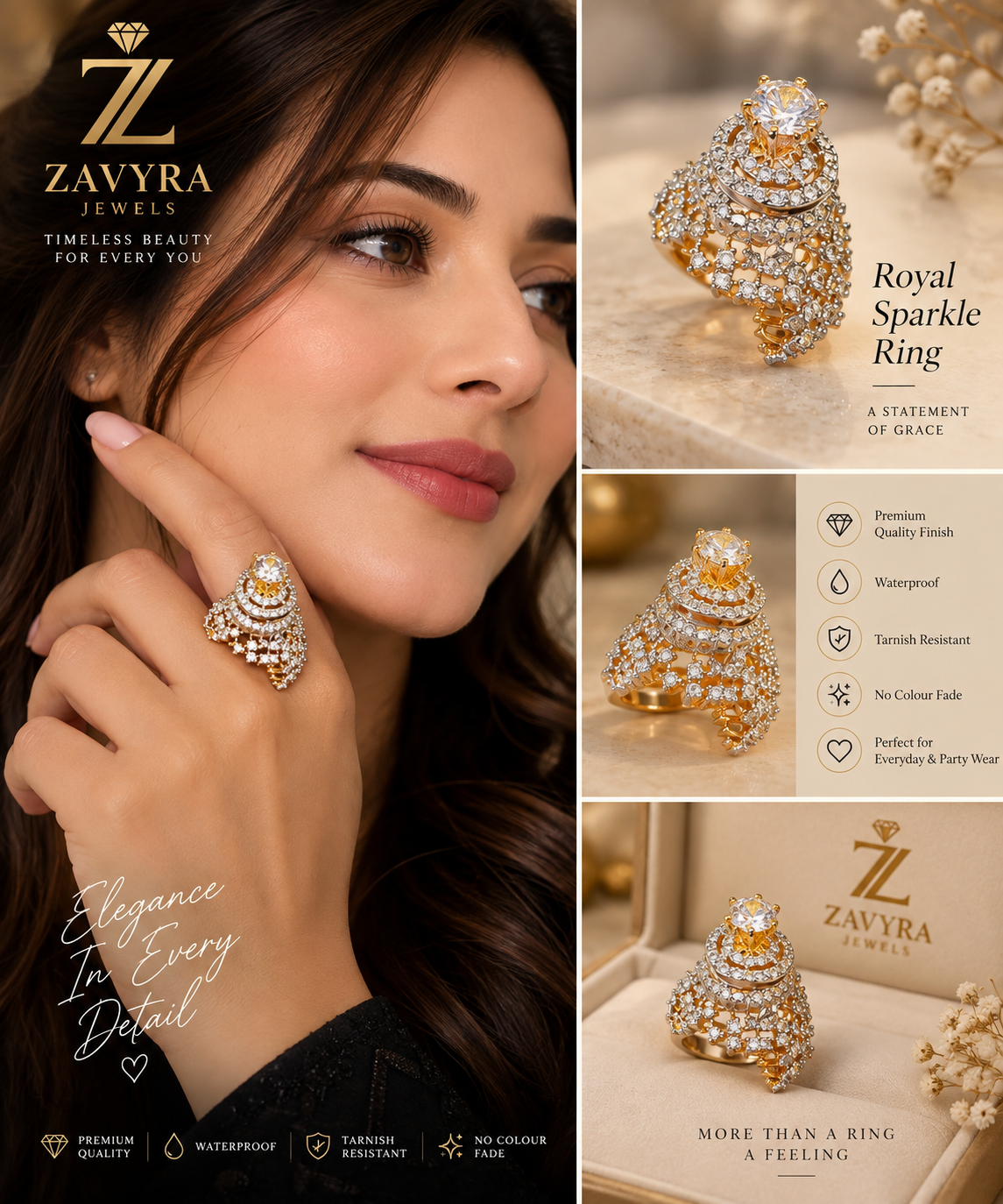 Royal Sparkle Statement Ring