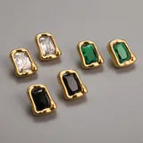 Luxe Emerald, Black & White Stud Earrings