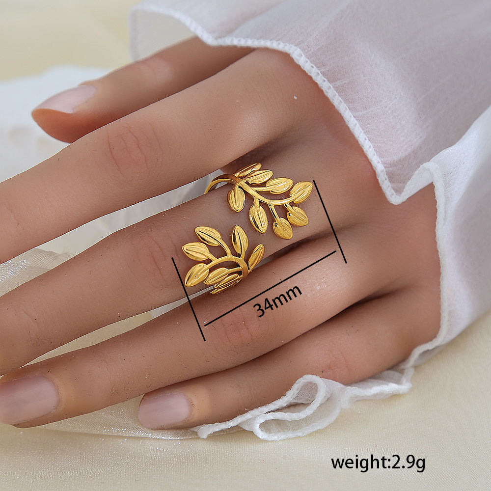 Open Leaf Adjustable Ring - Zavyra Jewels