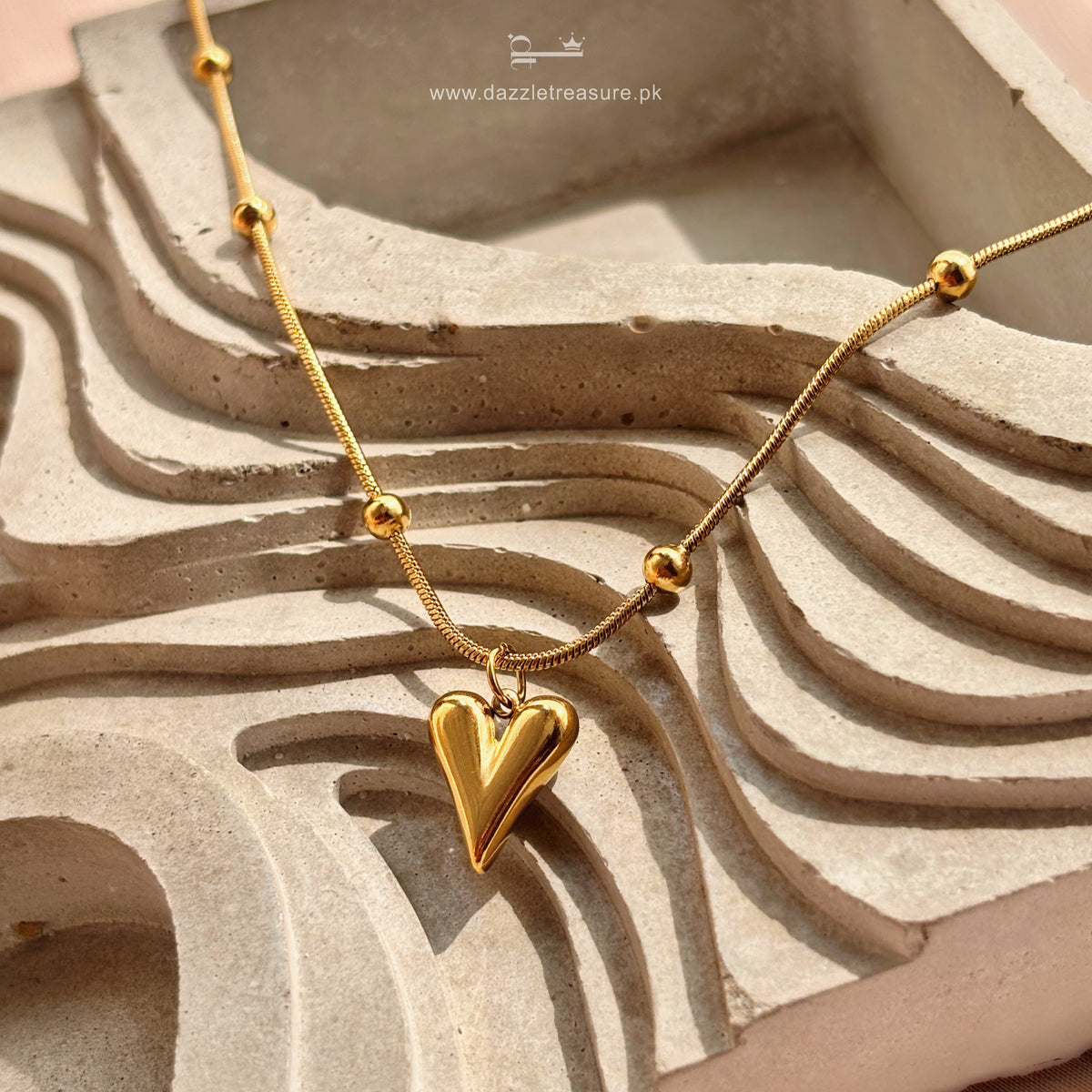 Golden Heart Beaded Necklace - Zavyra Jewels