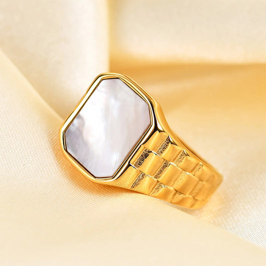 Watch Ring - Black & White Stone - Zavyra Jewels