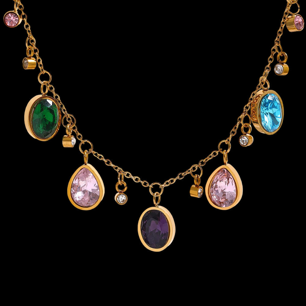 Rainbow Gemstone Charm Necklace