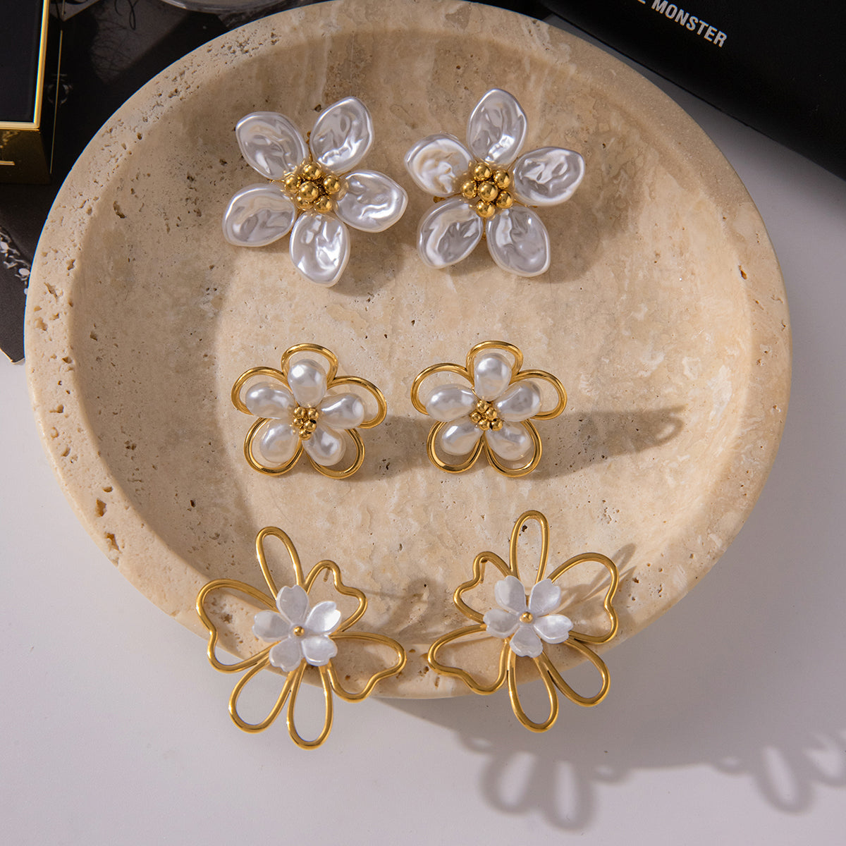 Pearl Blossom Flower Earrings