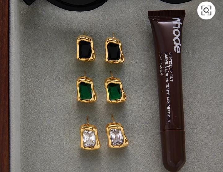Luxe Emerald, Black & White Stud Earrings