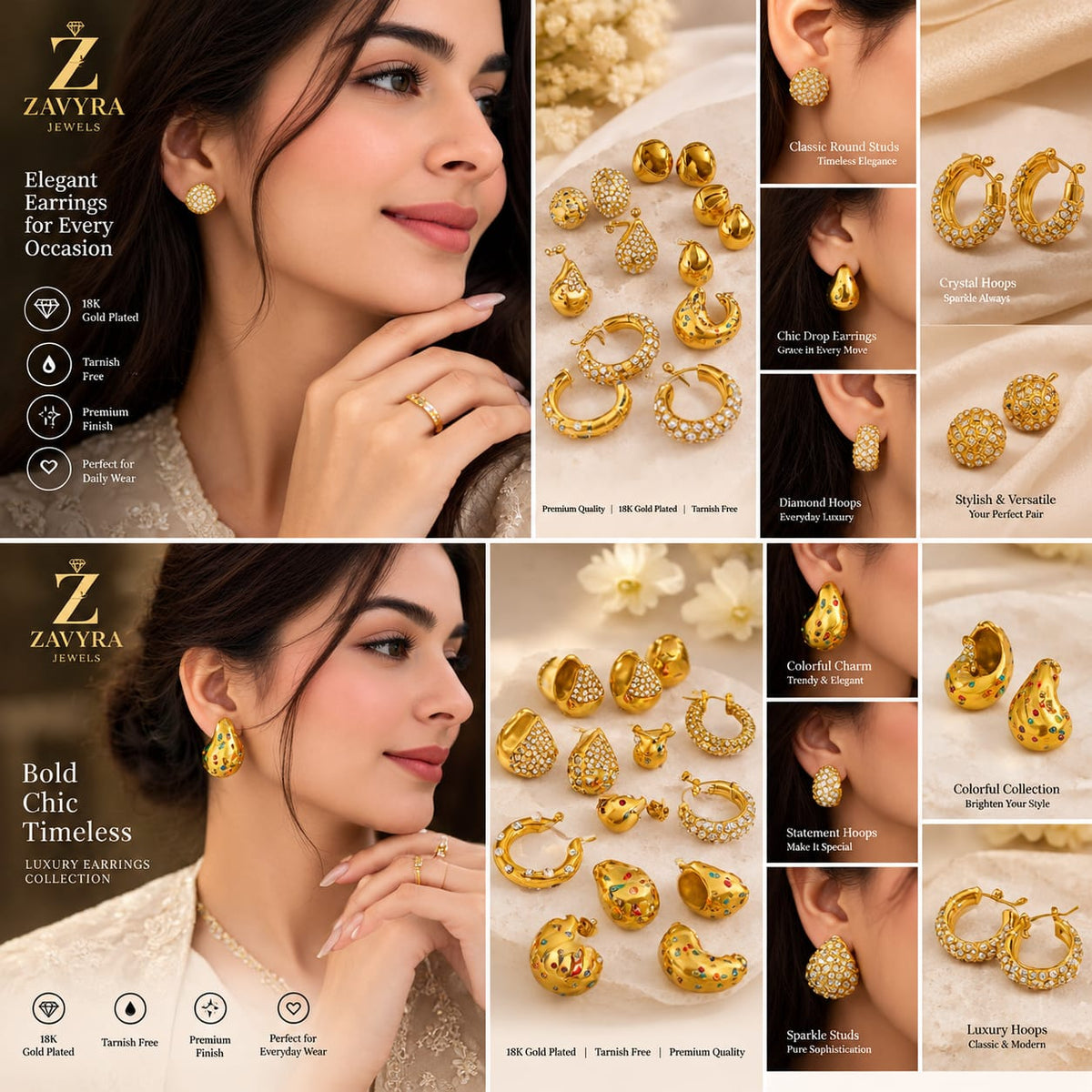 Zavyra Luxe Crystal Earring Collection