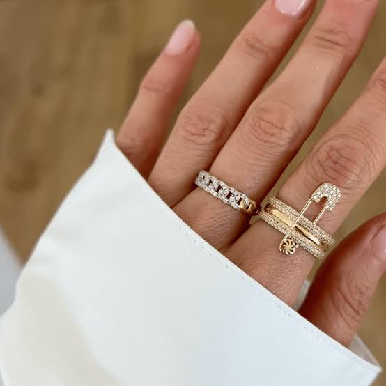 3-Layer Safety Pin Ring - Zavyra Jewels