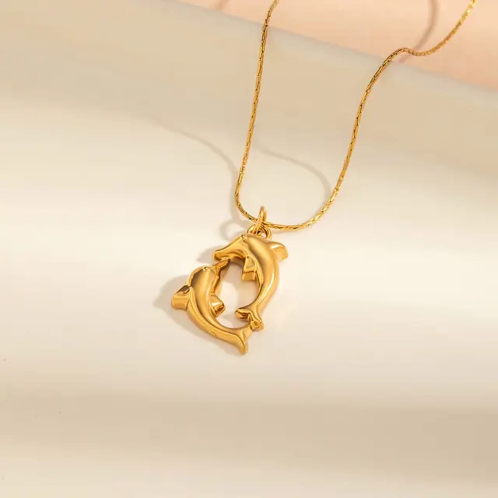Golden Dolphin Love Necklace