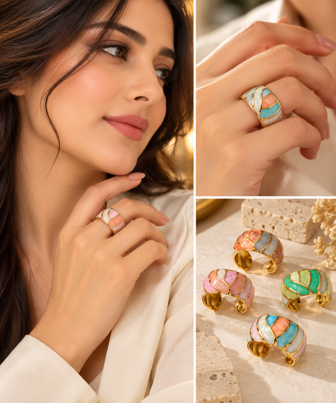 Luxe Enamel Cuff Ring