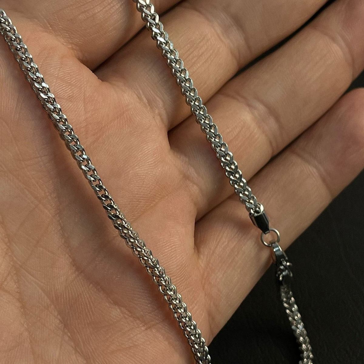 Thin Silver Square Franco Chain - Zavyra Jewels