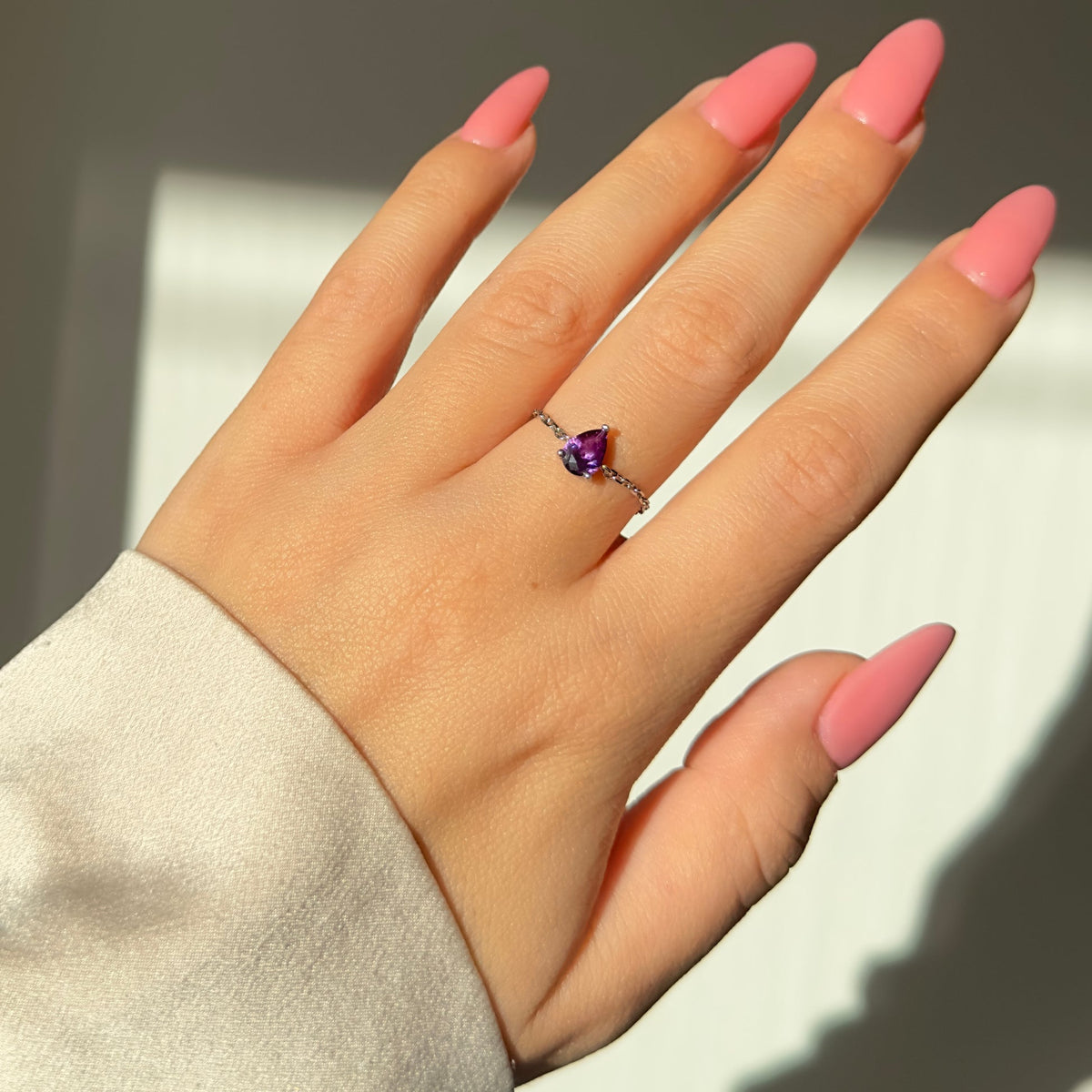 Purple Sapphire Chain Ring - Zavyra Jewels