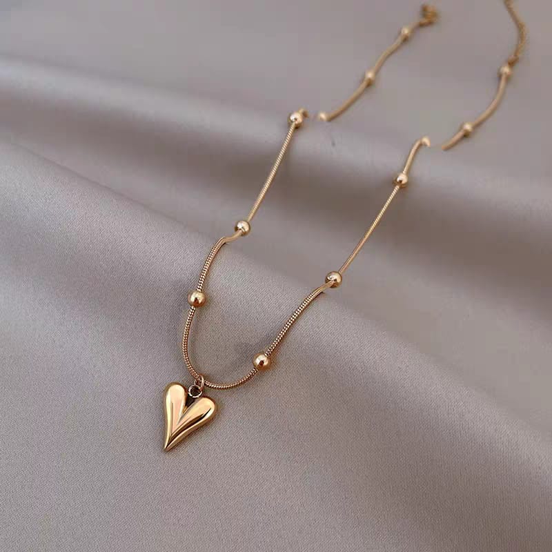 Golden Heart Beaded Necklace - Zavyra Jewels