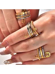 3-Layer Safety Pin Ring - Zavyra Jewels