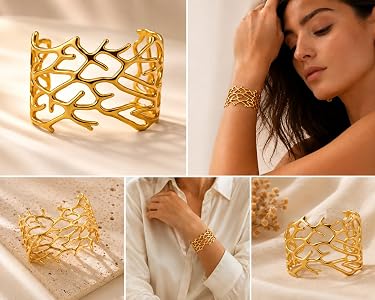 Coral Cuff Bracelet - Zavyra Jewels (3)