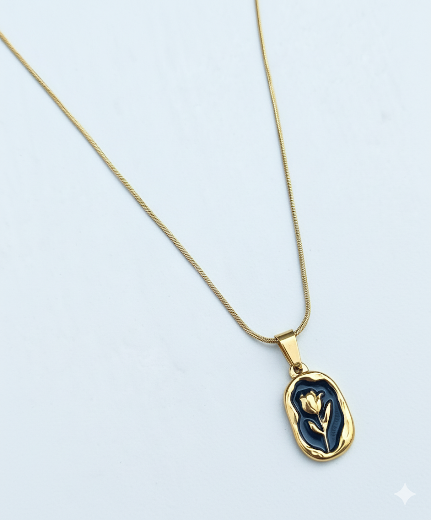 Vintage Rose Enamel Necklace - Zavyra Jewels