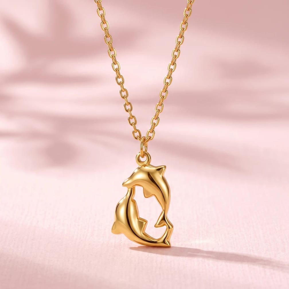 Golden Dolphin Love Necklace