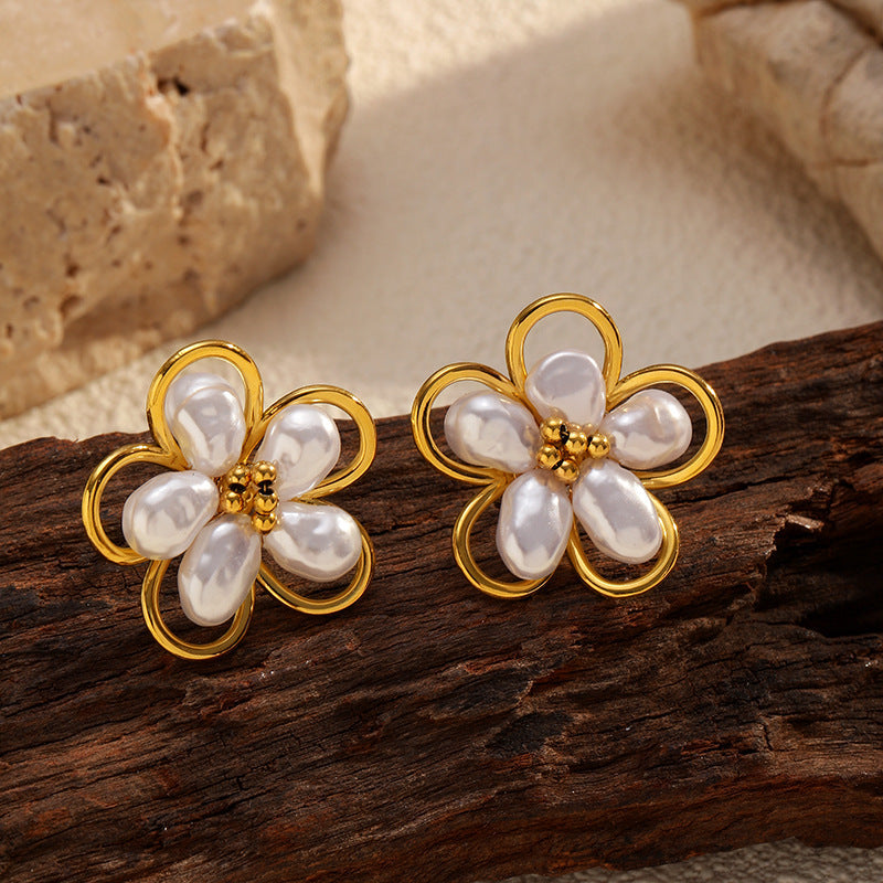 Pearl Blossom Flower Earrings