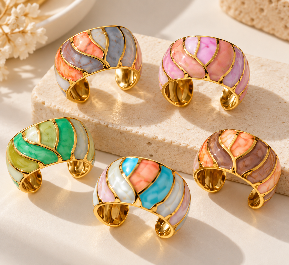 Luxe Enamel Cuff Ring