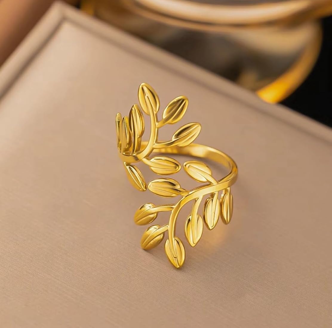 Open Leaf Adjustable Ring - Zavyra Jewels