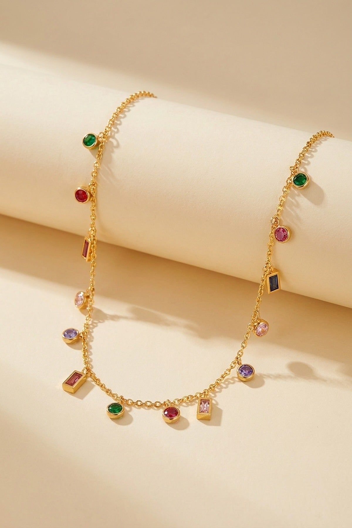 Rainbow Charm Necklace - Zavyra Jewels