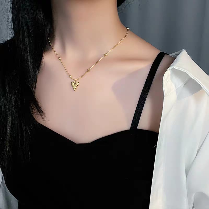 Golden Heart Beaded Necklace - Zavyra Jewels