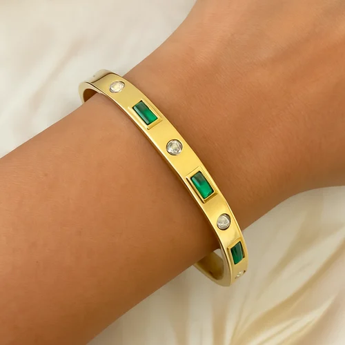 Emerald Luxe Gold Bangles