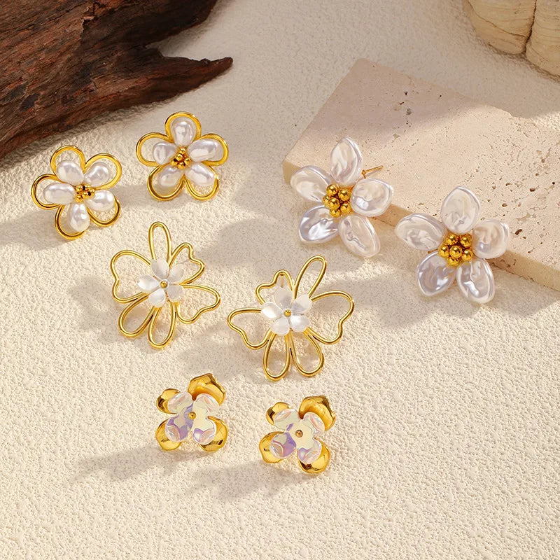 Pearl Blossom Flower Earrings