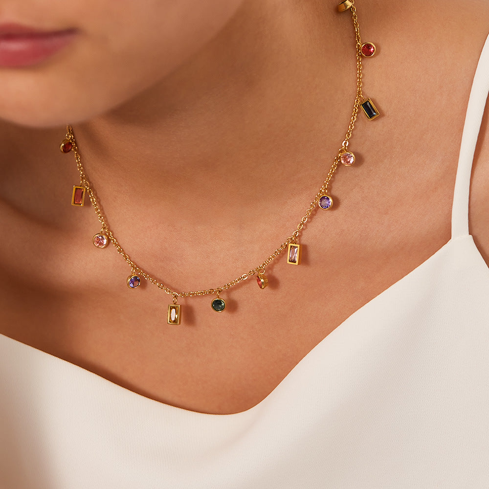 Rainbow Charm Necklace - Zavyra Jewels