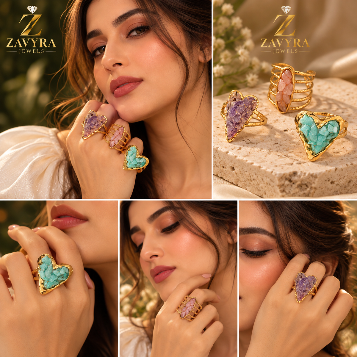 Raw Crystal Luxe Statement Rings
