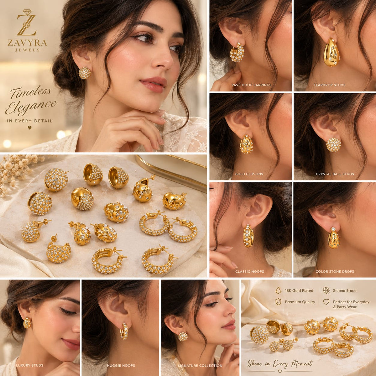 Zavyra Luxe Crystal Earring Collection