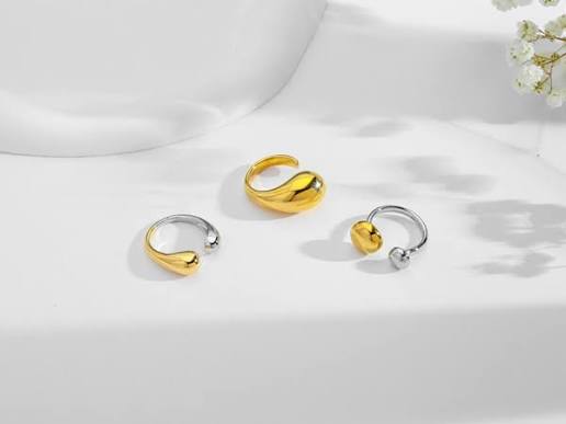 Two-Tone Statement Hug Ring - Zavyra Jewels
