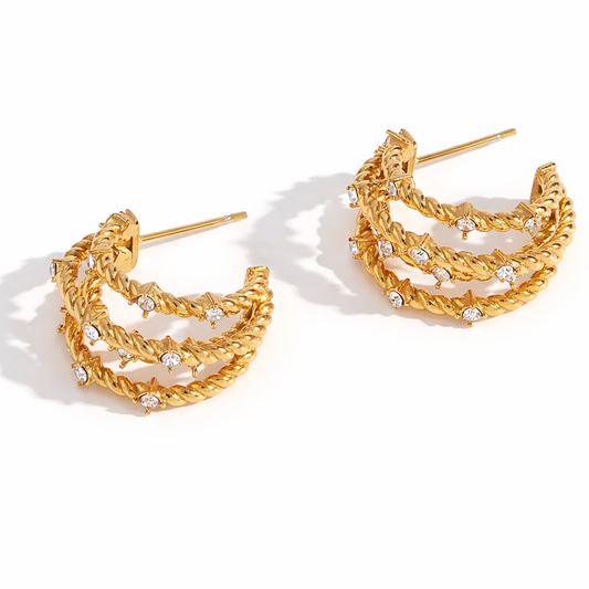 Four-Layered Stone Earrings - Zavyra Jewels (3)